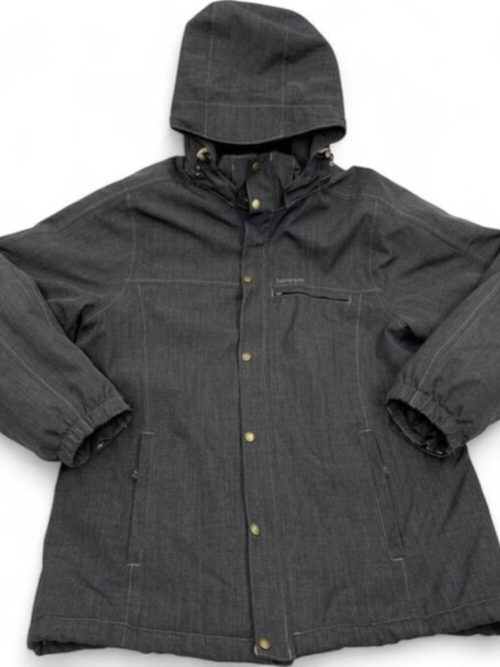 Land's End Removable Hood Puffer Insulated Gray Winter Jacket Coat Men's L 42-44
